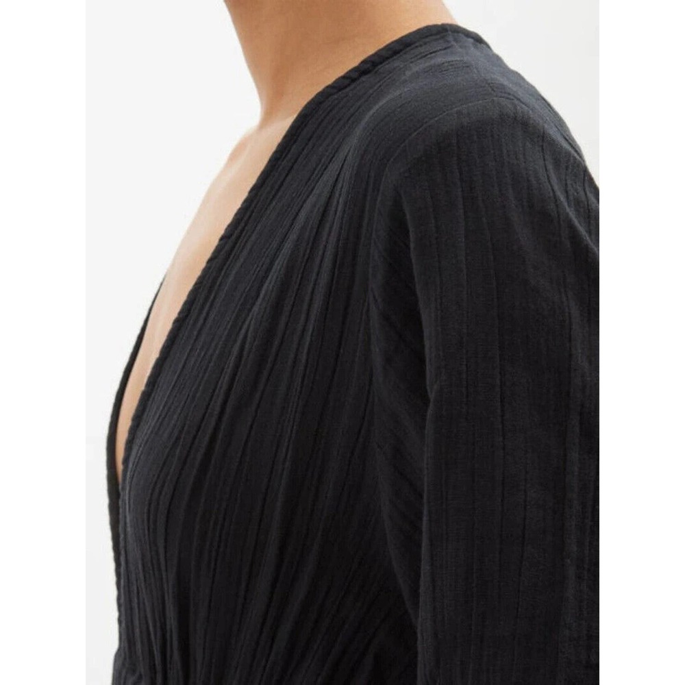 Mara Hoffman Blair Deep V-neck Long Sleeve Maxi Coverup Dress Black Large H14113 - Picture 5 of 16